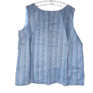 NWT Josephine Chaus Linen Silk Blue Striped Sleeveless Top 22